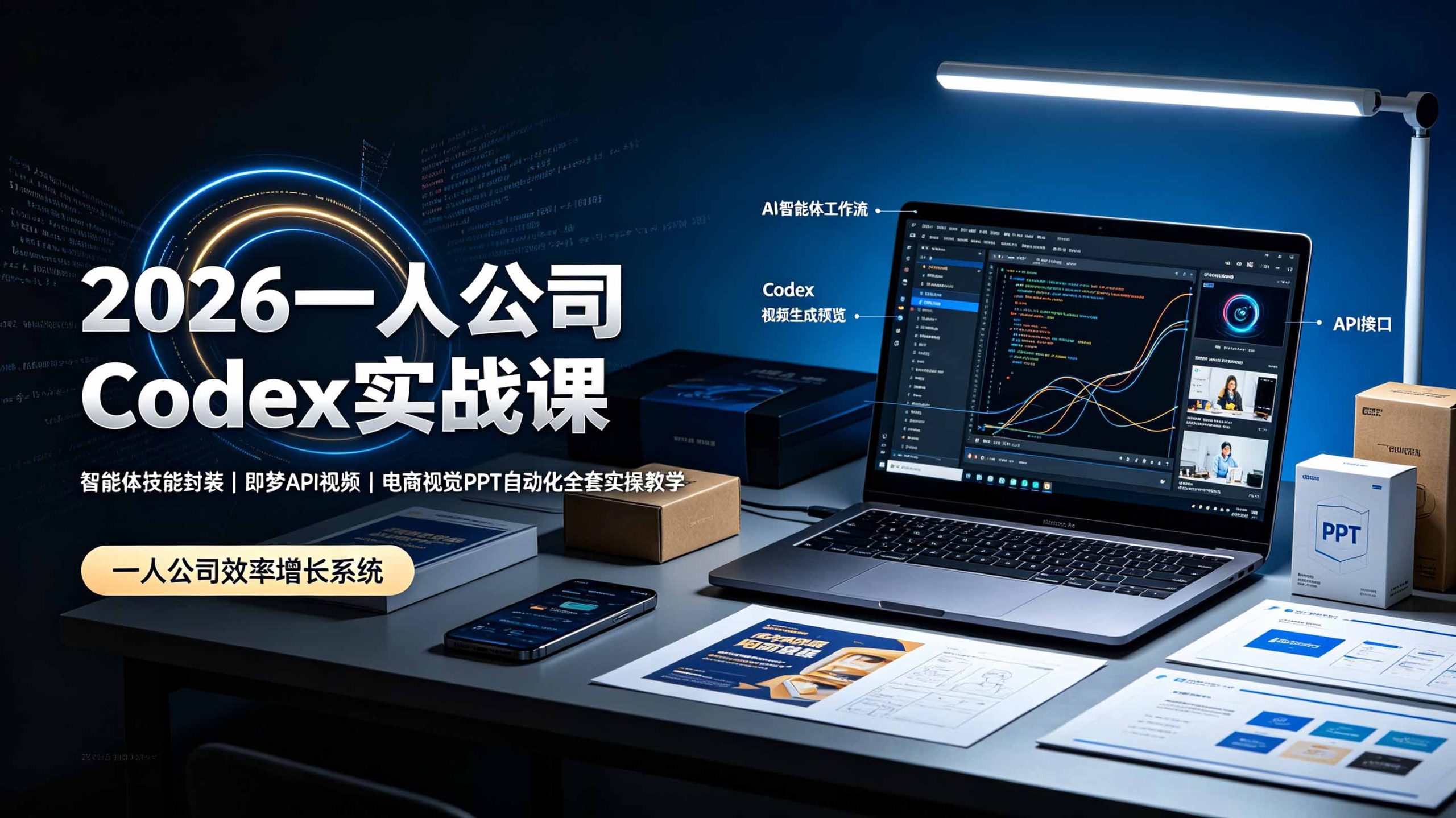 2026一人公司Codex实战课◆智能体技能封装｜即梦API视频｜电商视觉PPT自动化全套实操教学-韬哥副业项目资源网