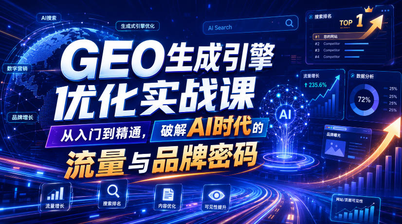 GEO生成引擎优化实战课，从入门到精通，破解AI时代的流量与品牌密码-韬哥副业项目资源网