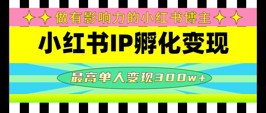 （4612期）某收费培训-小红书IP孵化变现：做有影响力的小红书博主，最高单人变现300w+-韬哥副业项目资源网