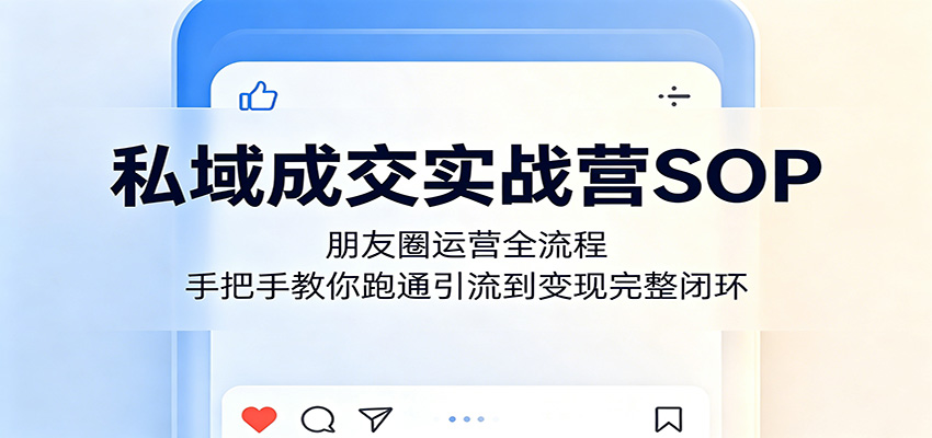 私域成交实战营SOP:朋友圈运营全流程,手把手教你跑通引流到变现完整闭环-韬哥副业项目资源网
