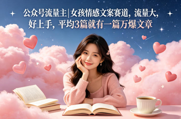 公众号流量主女孩情感文案赛道,流量大,好上手,平均3篇就有一篇万爆文章-韬哥副业项目资源网