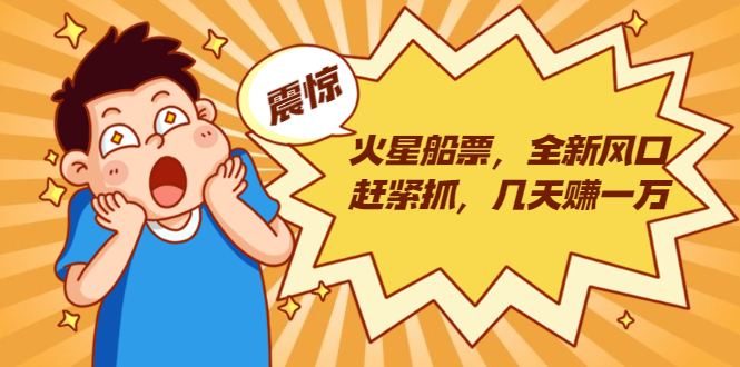 (1856期)火星船票,全新风口赶紧抓,几天赚一万+摆地摊卖尾货月入一万(5个项目)