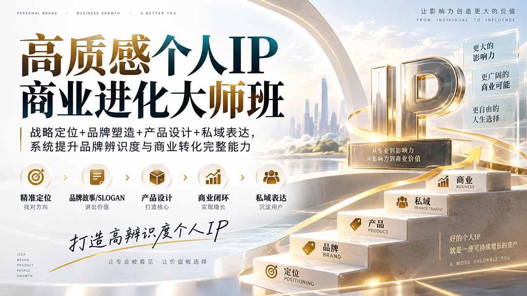 （20324期）高质感个人IP商业进化大师班：战略定位+品牌塑造+产品设计+私域表达，系统提升品牌辨识度与商业转化完整能力-韬哥副业项目资源网