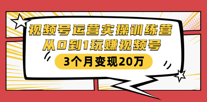 (1596期)视频号运营实操训练营:从0到1玩赚视频号,3个月变现20万