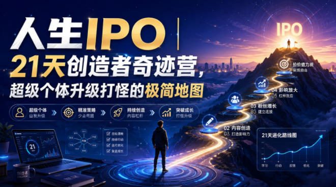 人生IPO︱21天创造者奇迹营，超级个体升级打怪的极简地图-韬哥副业项目资源网