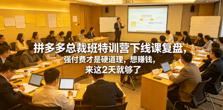 拼多多总裁班特训营下线课复盘,强付费才是硬道理,想賺钱,来这2天就够了-韬哥副业项目资源网