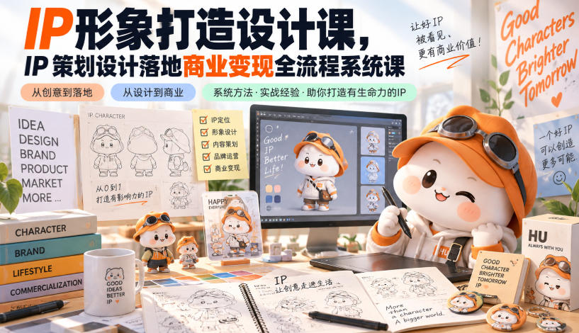 IP形象打造设计课,IP策划设计落地商业变现全流程系统课-韬哥副业项目资源网