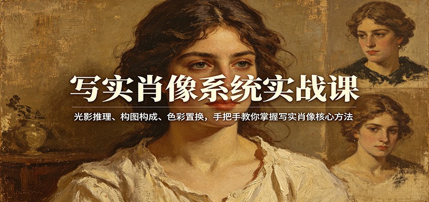 写实肖像系统实战课：光影推理、构图构成、色彩置换，手把手教你掌握写实肖像核心方法-韬哥副业项目资源网