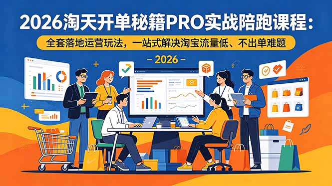 2026淘天开单秘籍PRO实战陪跑课程：全套落地运营玩法，一站式解决淘宝流量低、不出单难题-韬哥副业项目资源网