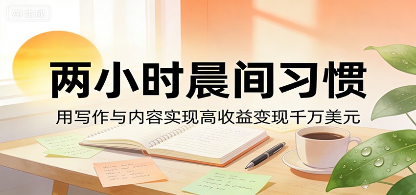 付费文章：两小时晨间习惯，用写作与内容实现高收益变现千万美元-韬哥副业项目资源网