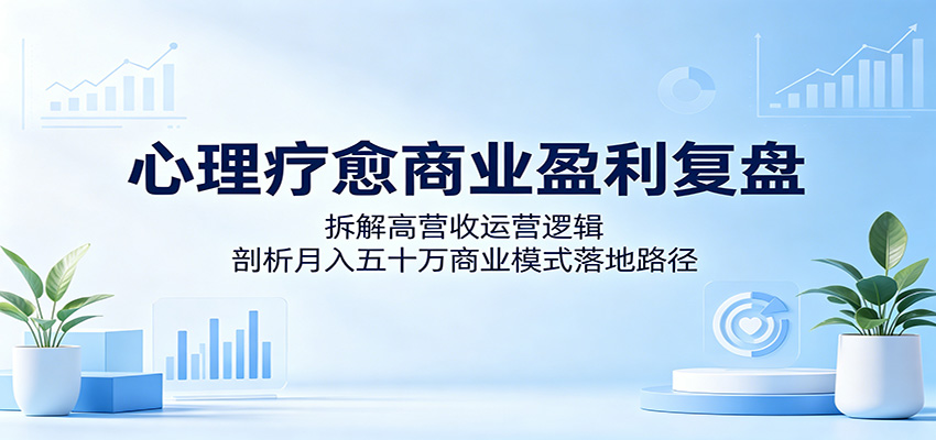 心理疗愈商业盈利复盘：拆解高营收运营逻辑，剖析月入五十万商业模式落地路径-韬哥副业项目资源网