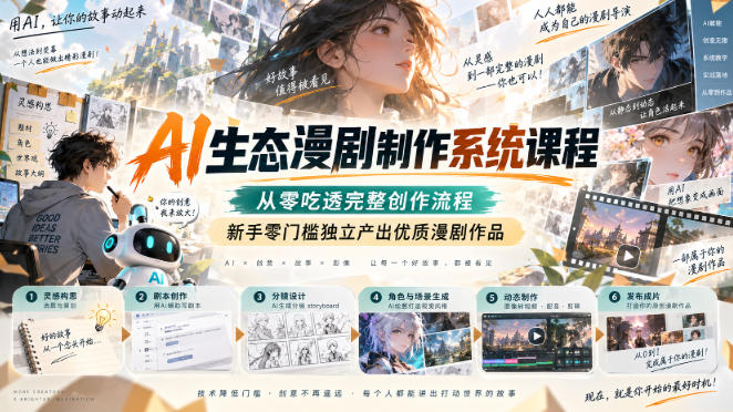 AI生态漫剧制作系统课程，从零吃透完整创作流程，新手零门槛独立产出优质漫剧作品-韬哥副业项目资源网
