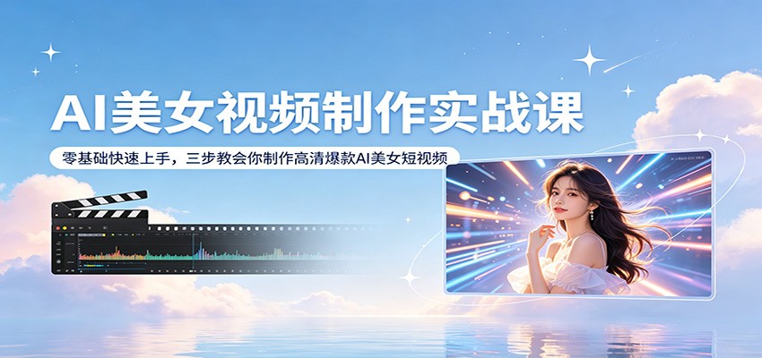 AI美女视频制作实战课：零基础快速上手，三步教会你制作高清爆款AI美女短视频-韬哥副业项目资源网