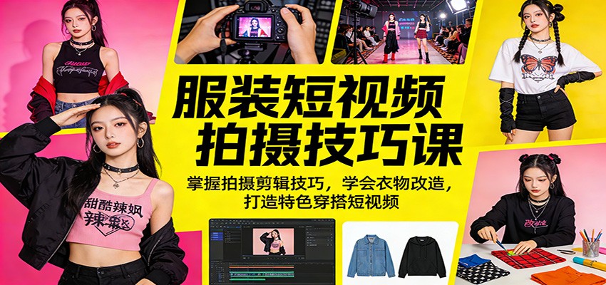 服装短视频拍摄技巧课：掌握拍摄剪辑技巧，学会衣物改造，打造特色穿搭短视频-韬哥副业项目资源网