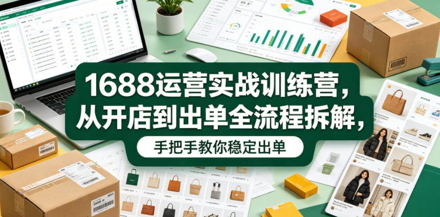 1688运营实战训练营，从开店到出单全流程拆解，手把手教你稳定出单-韬哥副业项目资源网