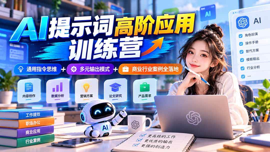 （20823期）【无水印】AI提示词高阶应用训练营｜通用指令思维+多元输出模式+商业行业案例全落地-韬哥副业项目资源网