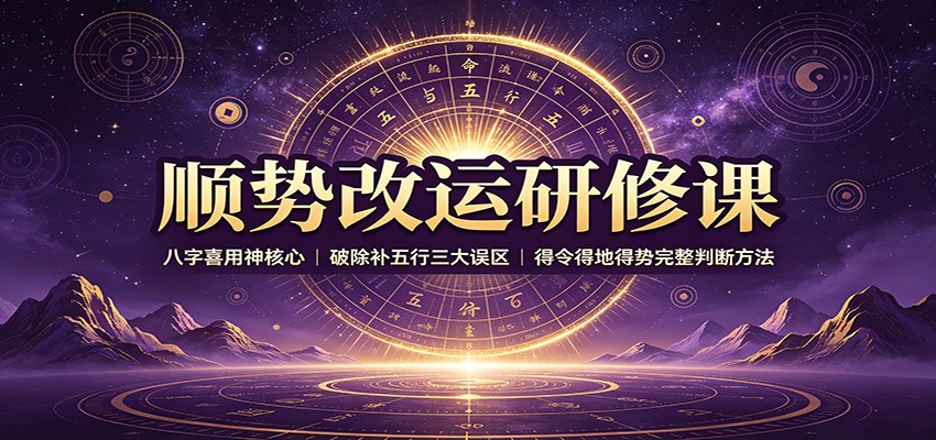 顺势改运研修课：八字喜用神核心，破除补五行三大误区，得令得地得势完整判断方法-韬哥副业项目资源网