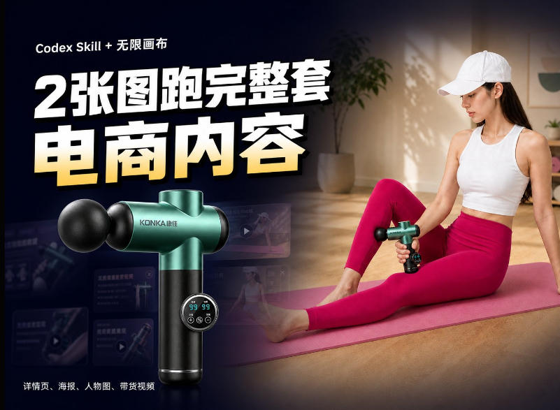 Codex+Skill+无限画布：两张图跑出一整套电商内容-韬哥副业项目资源网