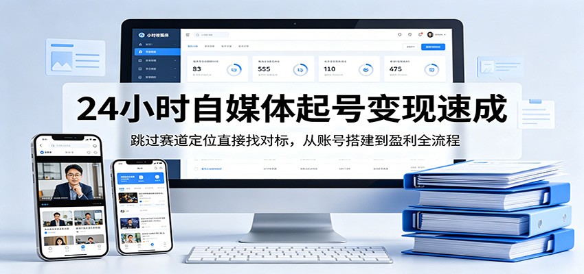 24小时自媒体起号变现速成，跳过赛道定位直接找对标，从账号搭建到盈利全流程-韬哥副业项目资源网
