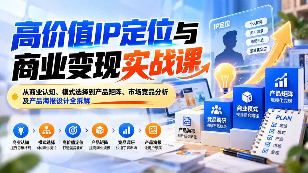 (20715期)高价值IP定位与商业变现实战课:从商业认知、模式选择到产品矩阵、市场竞品分析及产品海报设计全拆解-韬哥副业项目资源网