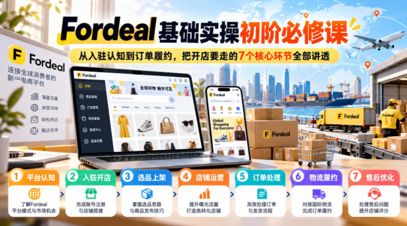 Fordeal基础实操初阶必修课，从入驻认知到订单履约，把开店要走的7个核心环节全部讲透-韬哥副业项目资源网