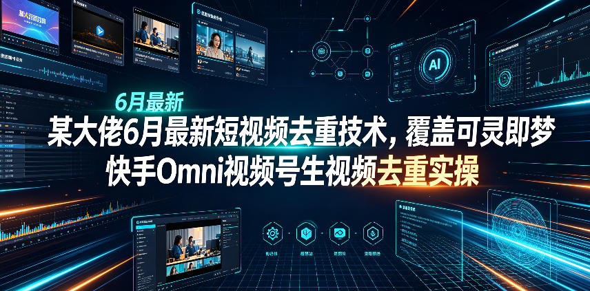 某大佬6月最新短视频去重技术,覆盖可灵即梦快手Omni视频号生视频去重实操-韬哥副业项目资源网