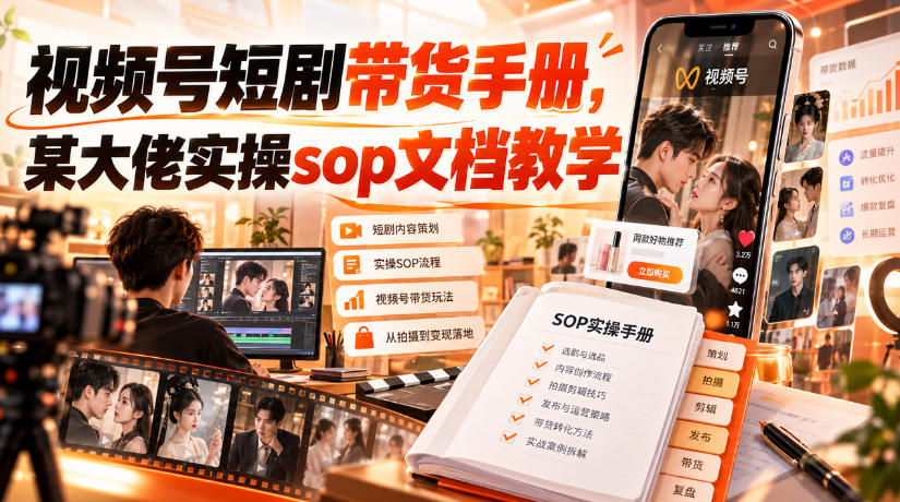 视频号短剧带货手册，某大佬实操sop文档教学-韬哥副业项目资源网