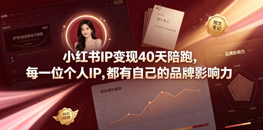 小红书IP变现40天陪跑，每一位个人IP，都有自己的品牌影响力-韬哥副业项目资源网