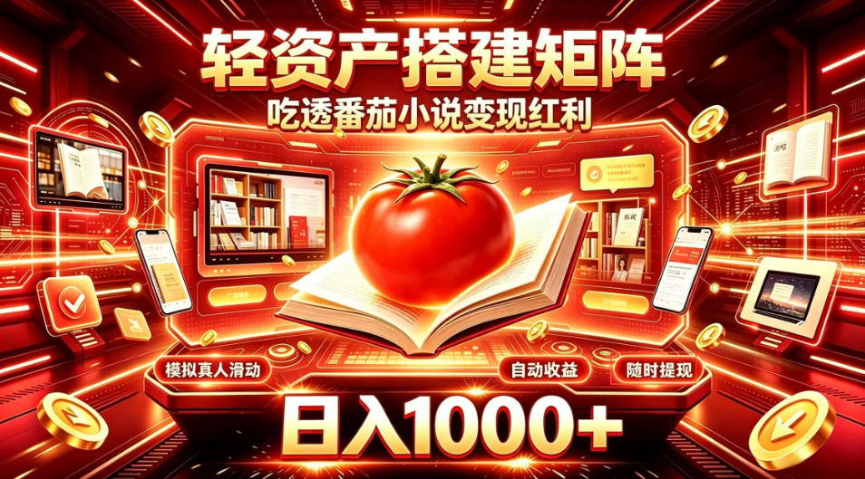 轻资产搭建矩阵,吃透番茄小说变现红利,日入1000+,支持无限矩阵放大【揭秘】-韬哥副业项目资源网