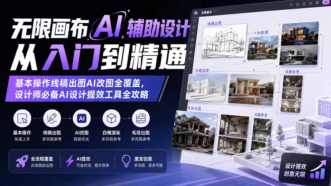 无限画布AI辅助设计从入门到精通;基本操作线稿出图AI改图全覆盖,设计师必备AI设计提效工具全攻略-韬哥副业项目资源网