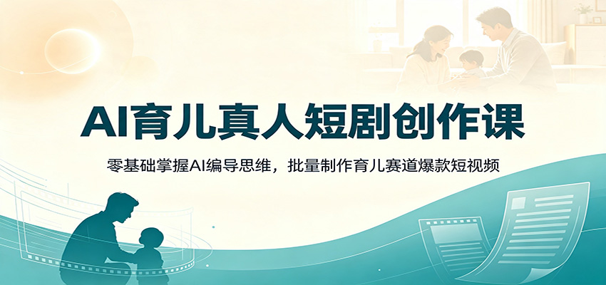 AI育儿真人短剧创作课:零基础掌握AI编导思维,批量制作育儿赛道爆款短视频-韬哥副业项目资源网