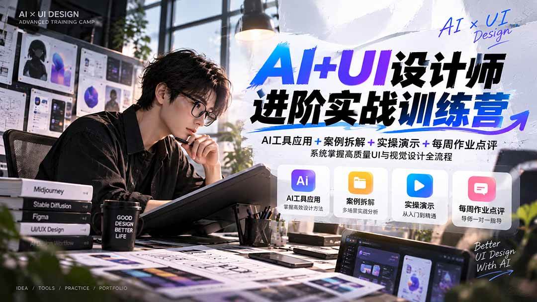 (20905期)【无水印】AI+UI设计师进阶训练营-第4期:AI工具应用+案例拆解+实操演示+作业点评,掌握高质量UI与视觉设计全流程-韬哥副业项目资源网