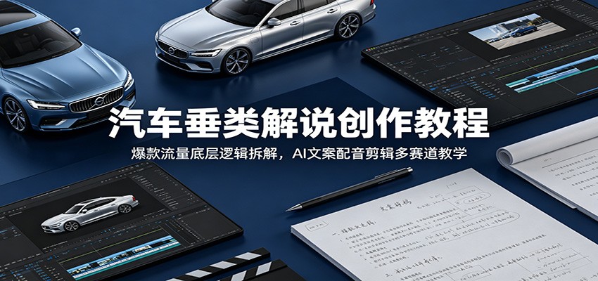 汽车垂类解说创作教程:爆款流量底层逻辑拆解,AI文案配音剪辑多赛道教学-韬哥副业项目资源网