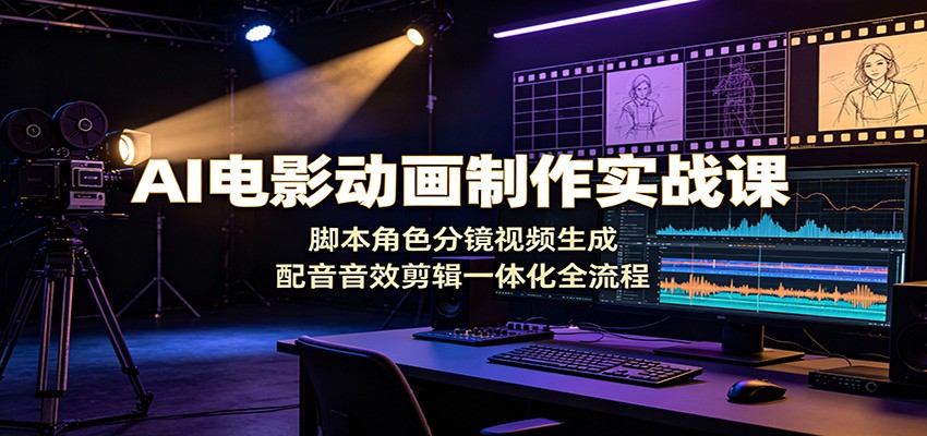AI电影动画制作实战课：脚本角色分镜视频生成，配音音效剪辑一体化全流程-韬哥副业项目资源网