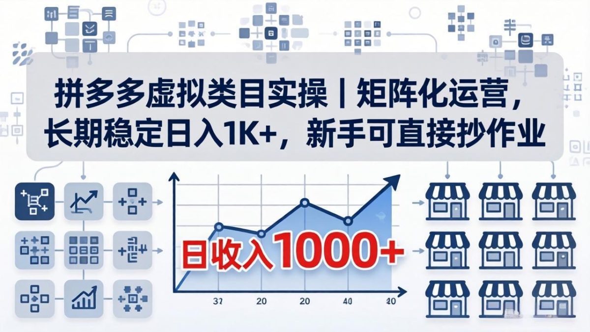 拼多多虚拟类目实操｜矩阵化运营，长期稳定日入 1K+，新手可直接抄作业-韬哥副业项目资源网
