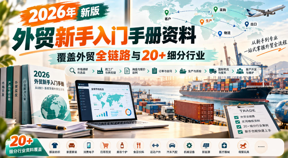 2026年新版外贸新手入门手册资料，覆盖外贸全链路与20+细分行业-韬哥副业项目资源网
