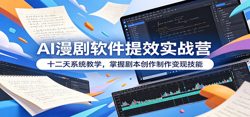 AI漫剧软件提效实战营：十二天系统教学，掌握剧本创作制作变现技能-韬哥副业项目资源网