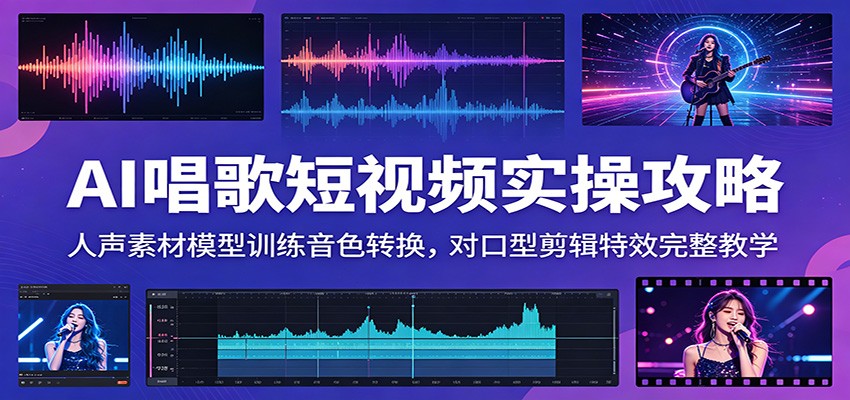 AI唱歌短视频实操攻略:人声素材模型训练音色转换,对口型剪辑特效完整教学-韬哥副业项目资源网
