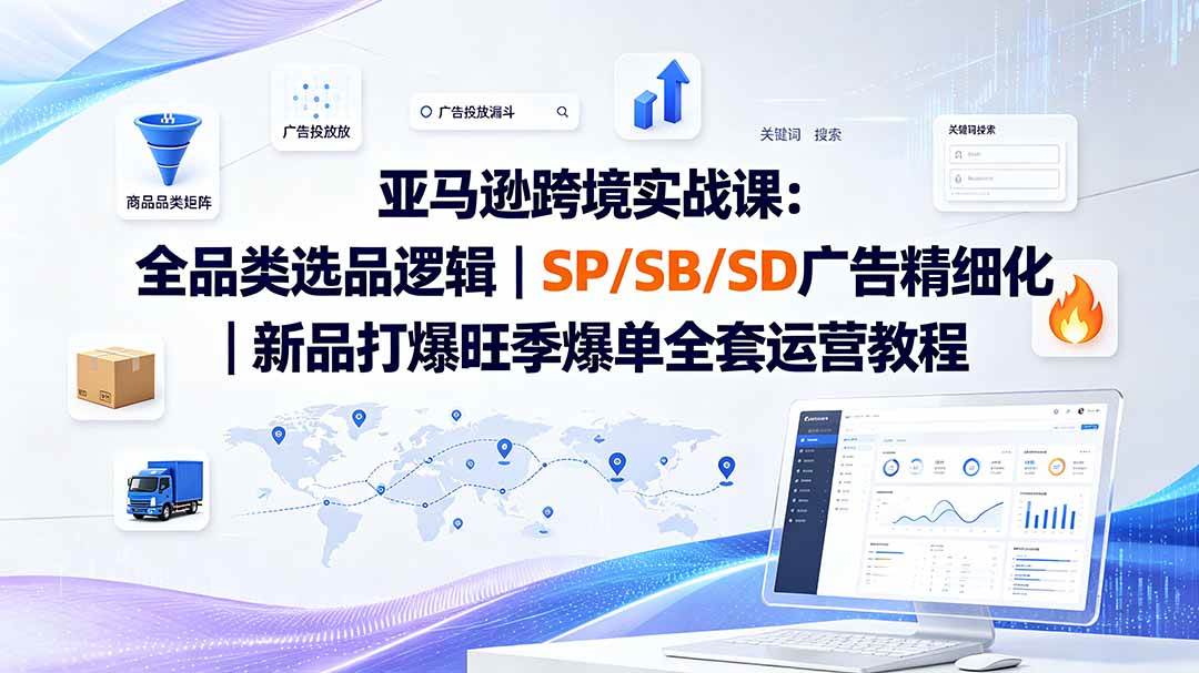 （20160期）亚马逊跨境实战课-更新8月：全品类选品逻辑｜SP/SB/SD广告精细化｜新品打爆旺季爆单全套运营教程-韬哥副业项目资源网