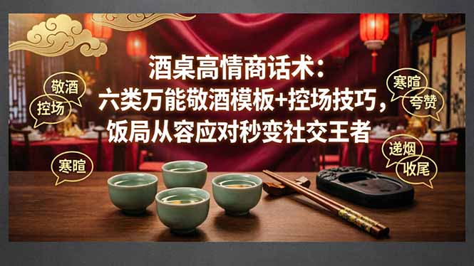 付费文章：酒桌高情商话术：六类万能敬酒模板+控场技巧，饭局从容应对秒变社交王者-韬哥副业项目资源网