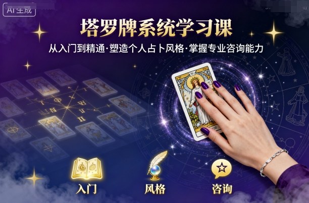 塔罗牌系统学习课，助你从入门到精通，塑造个人占卜风格，掌握专业咨询能力-韬哥副业项目资源网
