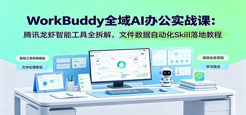 WorkBuddy全域AI办公实战课：腾讯龙虾智能工具全拆解，文件数据自动化Skill落地教程-韬哥副业项目资源网