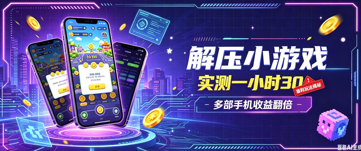 小游戏全流程玩法，实测一小时搞30，简单无脑解压，当天做当天就能看到进账，直接冲就行【揭秘】-韬哥副业项目资源网