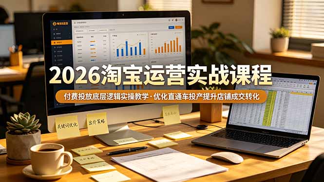 2026 淘宝运营实战课程，付费投放底层逻辑实操教学，优化直通车投产提升店铺成交转化-韬哥副业项目资源网