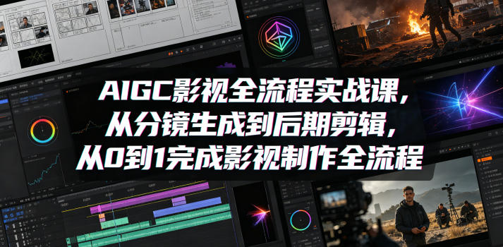 AIGC影视全流程实战课，从分镜生成到后期剪辑，从0到1完成影视制作全流程-韬哥副业项目资源网