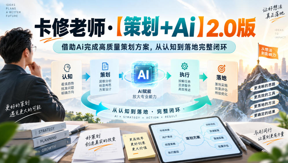 卡修老师·【策划+Ai】2.0版借助Ai完成高质量策划方案,从认知到落地完整闭环-韬哥副业项目资源网