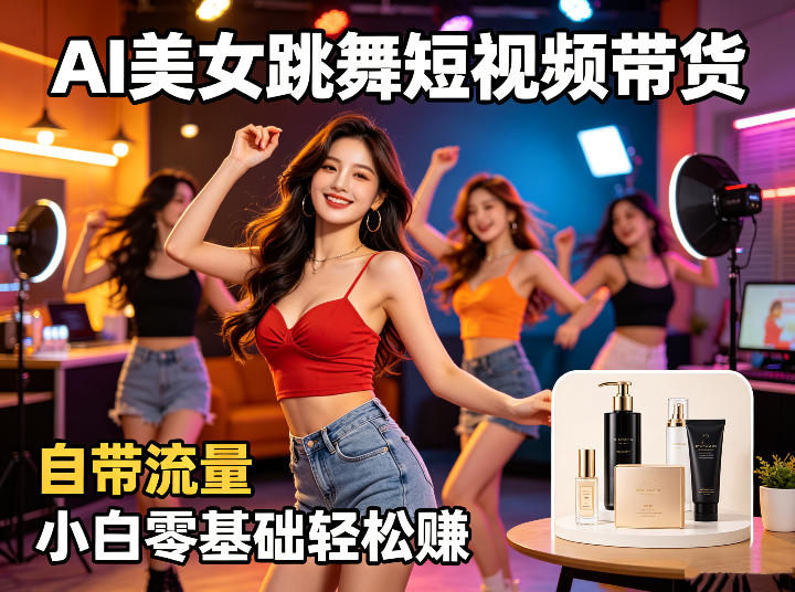 AI美女跳舞短视频带货：自带流量，小白零基础轻松賺，详细拆解-韬哥副业项目资源网