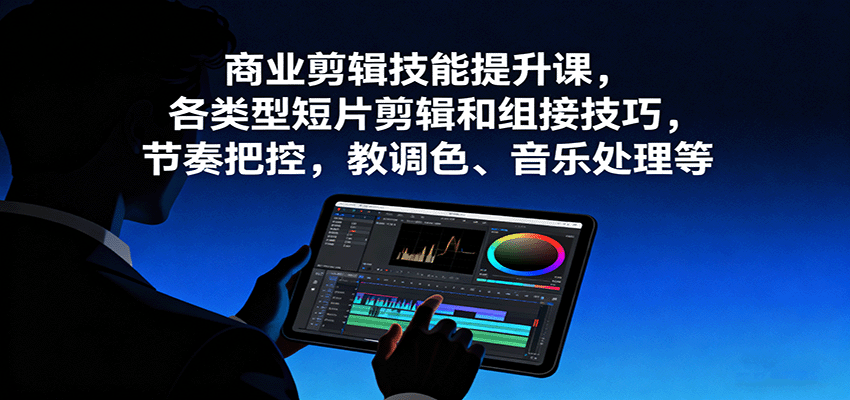 商业剪辑技能提升课，各类型短片剪辑和组接技巧，节奏把控，教调色、音乐处理等-韬哥副业项目资源网