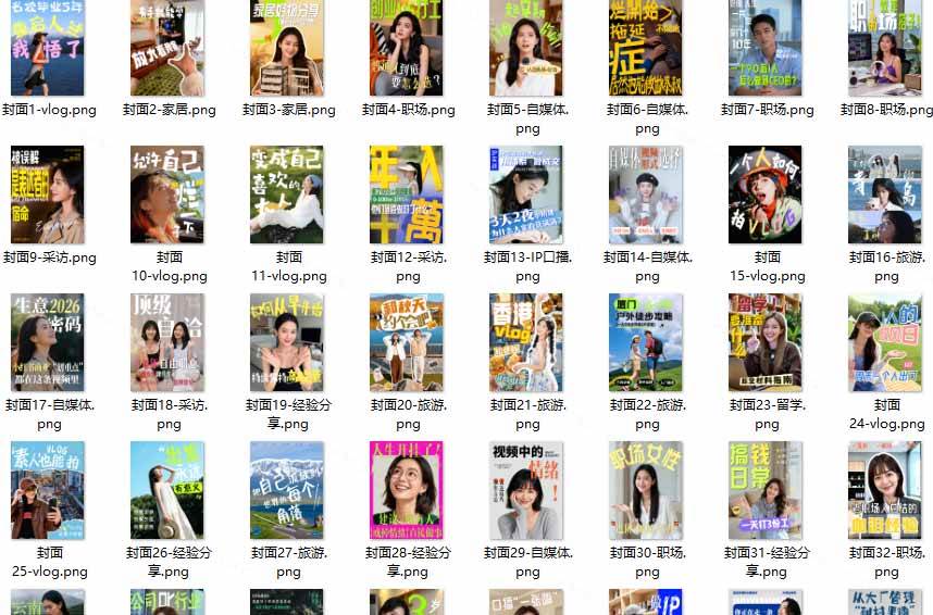 （20246期）高质量素材！200款+剪映高级美观网感封面预设，各行业通用，3s搞定超美观视频封面 爆款封面模板、-韬哥副业项目资源网
