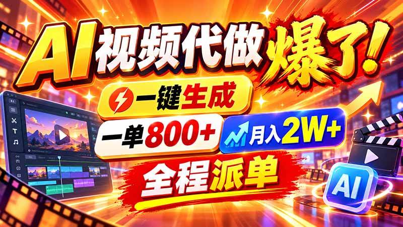 （21114期）2026年底新赛道，AI视频代做一单800+，小白可做，告别打工-韬哥副业项目资源网